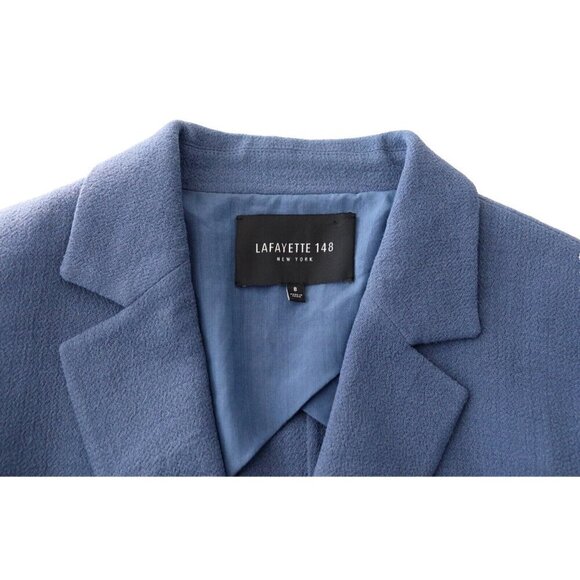 Lafayette 148 Women's Size US8 Blue Blazer Single Button Wool Crepe Jacket $1695 - Picture 3 of 10